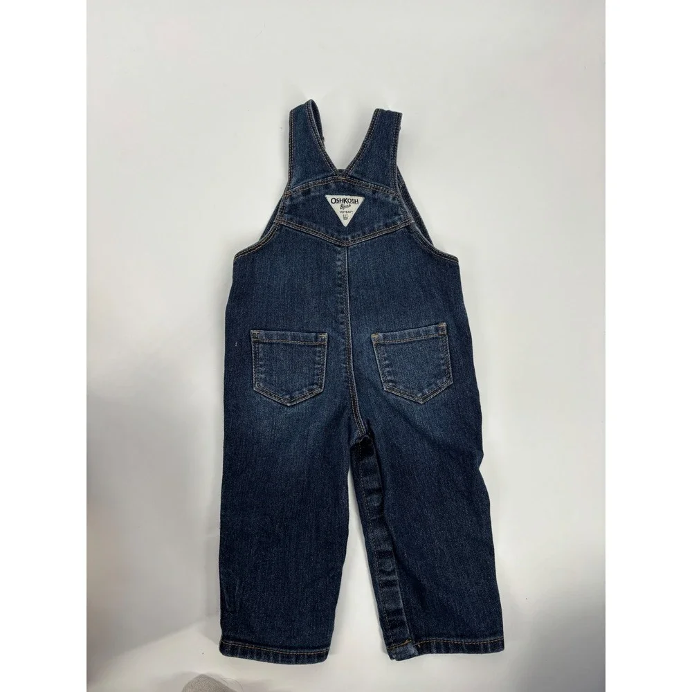 OshKosh Overalls Unisex 12M Blue Denim Vestbak Metallic Sparkle‎ OSH11771-SML